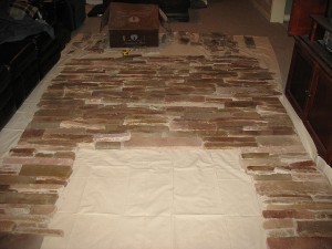 Great way to start your fireplace project. Lay them out first to ensure all the pieces fit together nicely.